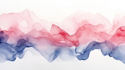 Abstract watercolor painting with soft, flowing lines of pink and blue.