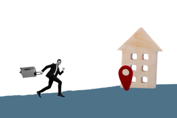 Trend artwork sketch image composite 3D photo collage of young guy hold baggage in hand run straight find hotel point vacation trip relax