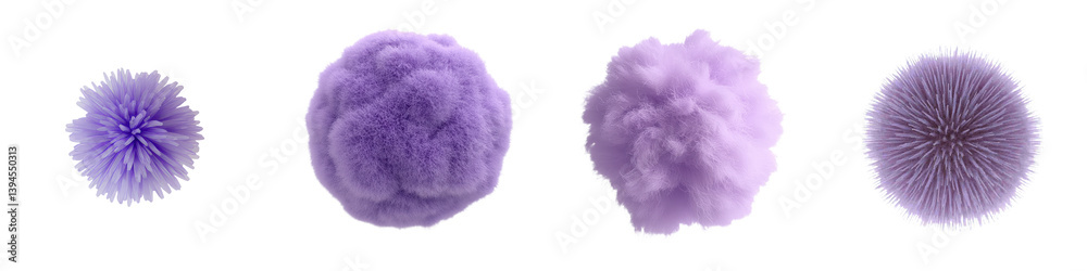 Fototapete colorful isolated minimalist mockups of textured purple objects showcasing modern design concepts