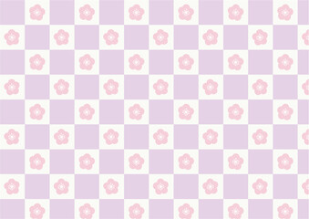 Purple plum blossom flower checkered pattern