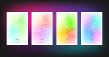 Abstract geometric composition forms modern background with decorative triangles and patterns backdrop vector illustration set