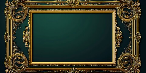 Set of invitation golden and green royal frame photo design 