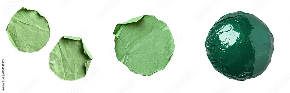 Fototapete isolated minimalist mockups of green paper textures showcasing various shapes and forms for clean de