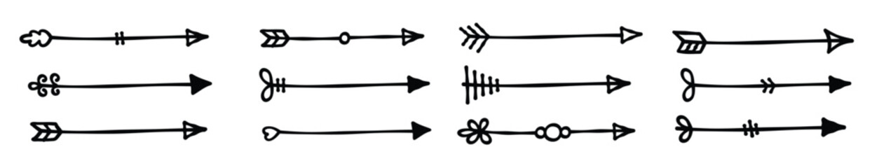  Set of Doodle Arrow Vector illustration