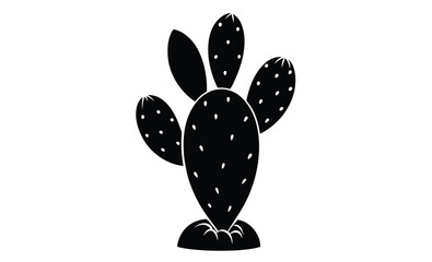 Prickly pear cactus vector art silhouette