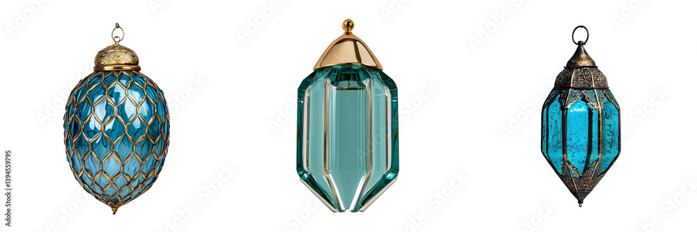 Aufkleber unique decorative lanterns showcasing minimalist design with intricate glass patterns and metallic a