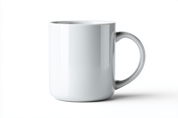 Minimalist white ceramic coffee mug isolated on a clean white background for product use.

