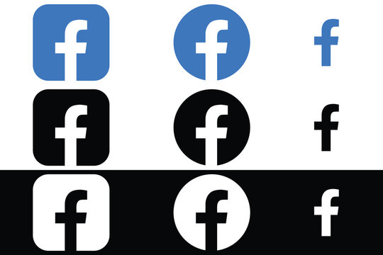Facebook Logo Icon Set, FB App Bundle Vector, Editable SVG & PNG, Transparent Background, Premium Social Media Design for Digital Download