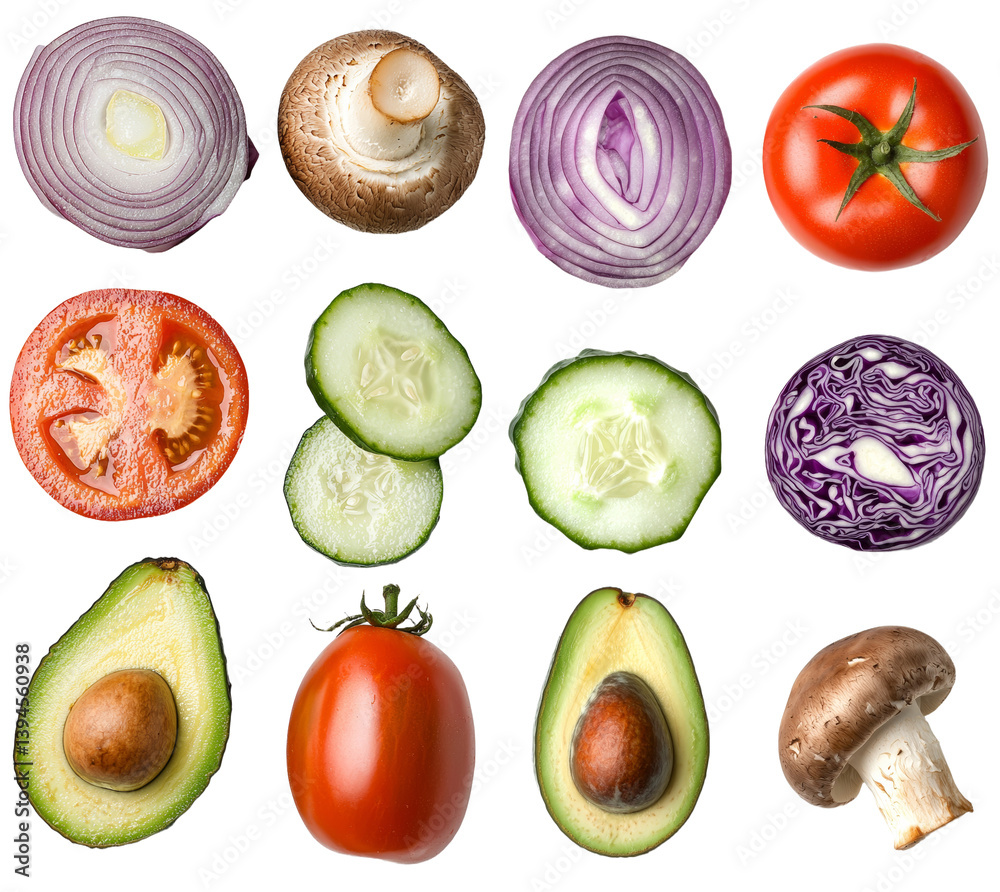 Poster colorful isolated minimalist mockups of fresh vegetables arranged neatly on a white background showc