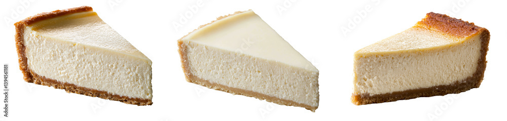 Poster Cheesecake slices arranged in a row showcasing different textures and colors for minimalist mockups