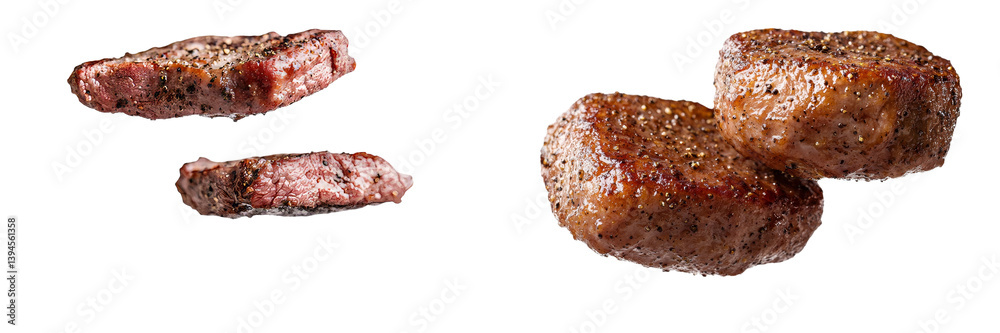Poster minimalist mockups of perfectly cooked steaks showcasing texture and color for culinary presentation
