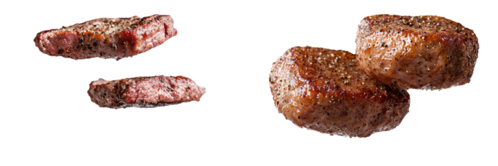 Minimalist mockups of perfectly cooked steaks showcasing texture and color for culinary presentation