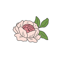 Single flower coloring page with leaves on the side for kids, Mother's Love, Mother's Day coloring page. Coloring book for kids, flower vector