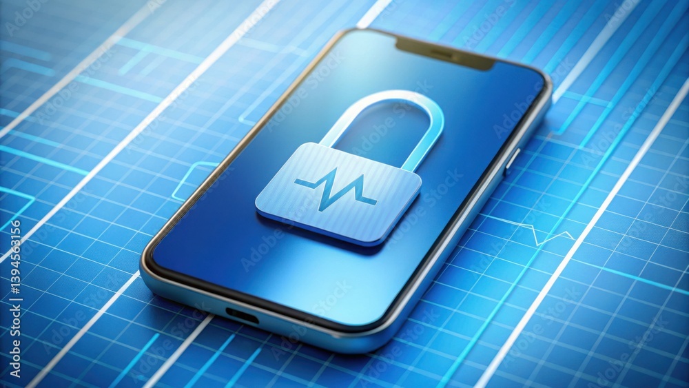 Poster Secure Medical App Interface with Lock Icon on Mobile Device Screen