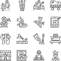 Collection of Linear Style Creative Designing Icons 