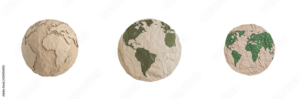 Aufkleber minimalist earth mockups showcasing different textures and colors representing continents and oceans