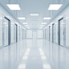 Empty modern hospital corridor