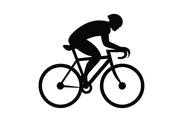 Silhouette art illustration of a cyclist pedaling in a racing position.eps