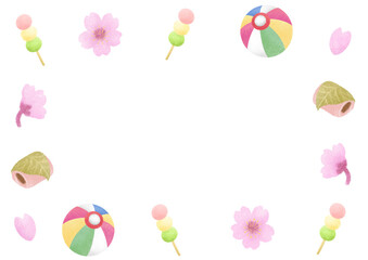 春の桜と花見団子のフレーム