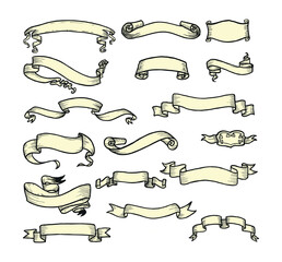 Ribbons collection. Ribbon banner vector art. Ribbons and banners. Flat ribbons. Set of Ribbons and banner. Banner illustration. Set of banner. Set of scroll ribbon, vintage. blank
