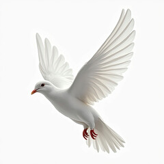 Obraz premium Flying white pigeon bird isolated on white background.