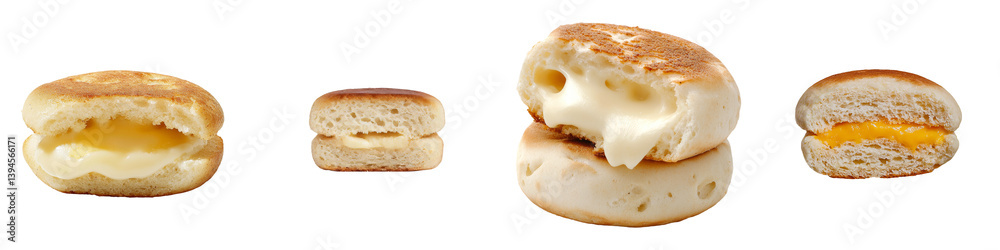 Poster Isolated minimalist mockups of stuffed pastries showcasing different fillings and textures with a clean background