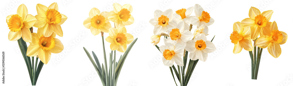 Aufkleber Exploring isolated minimalist mockups of daffodils showcasing various arrangements in soft lighting