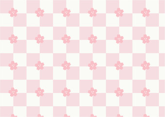Pink sakura blossom flower checkered pattern