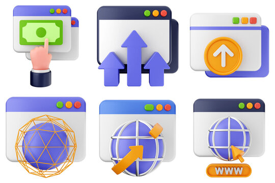 3d website icon set bundle