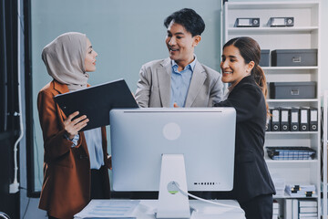 business meeting businesswoman woman office entrepreneur presentation success applause applauding...