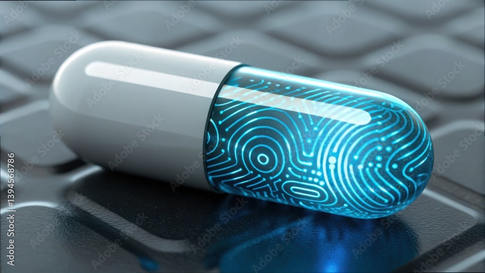 Aufkleber Biometric Capsule with Encryption Pattern in High-Quality Detail