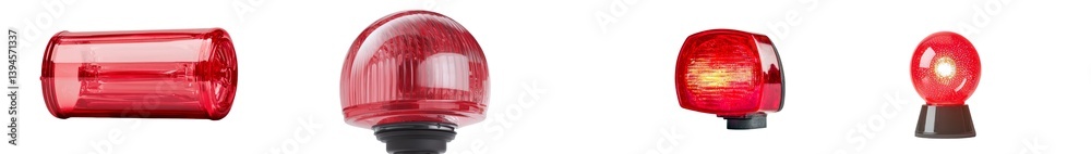 Aufkleber Isolated minimalist mockups of red warning lights with various designs and shapes for safety and alertness applications