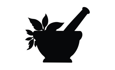 mortar and pestle icon silhouette, Mortar and pestle icon silhouette vector illustration design on white background
