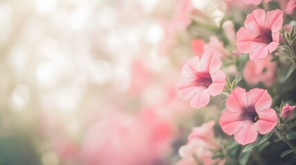 Soft Pink Petunia Flowers Blooming in Sunlight