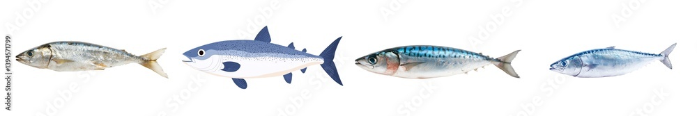 Leinwandbilder minimalist mockups showcasing various fish species in a simple layout arranged on a clean background