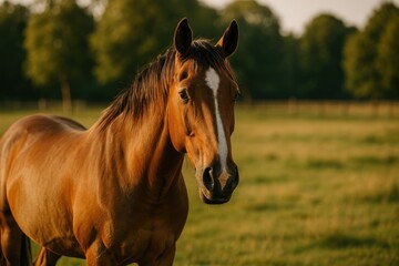 Obraz premium Majestic horse in serene field.