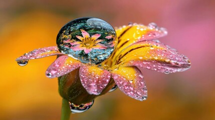 A water droplet on a flower.