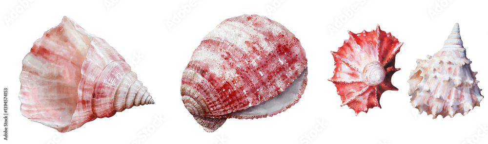 Poster Minimalist mockups of various seashells showcasing unique textures and colors in a clean, isolated setting