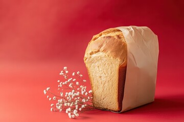 A fresh loaf of bread wrapped in a paper bag