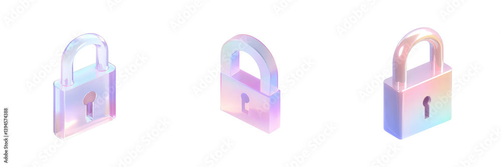Poster Minimalist mockups of translucent locks with a modern design and soft pastel colors