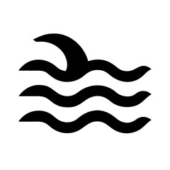Obraz premium Black and White Ocean Waves Icon in Minimalist Style 