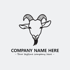 Head of goat illustration black and white for logo company vector image
