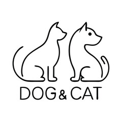 Pet Love Vector Set – Dog and Cat Silhouettes with Heart, Tree, and Nature Elements for Animal Shelter, Veterinary, and Adoption Themes.