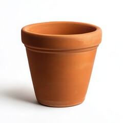 A terracotta pot centered on a white background with a simple rounded shape and a smooth textured surface