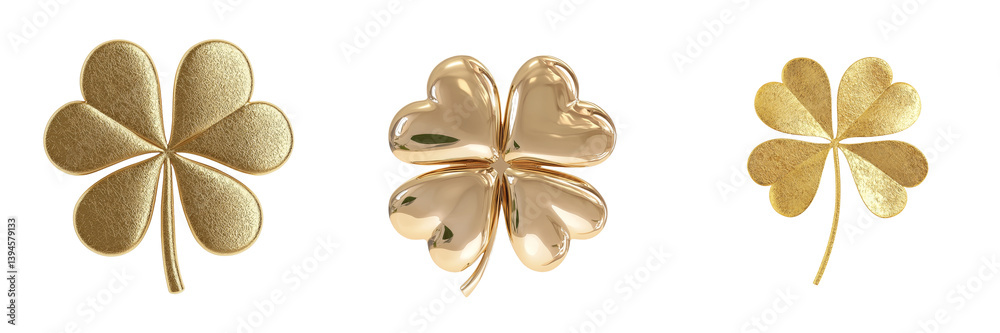 Aufkleber minimalist mockups showcasing three distinct gold clover designs illustrating elegance and creativit