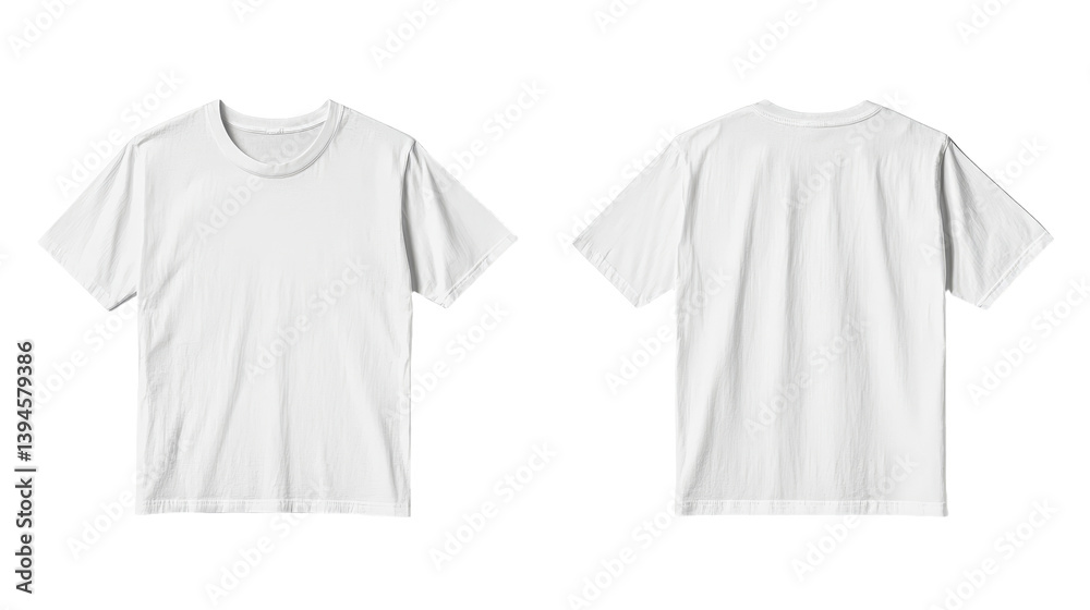 Aufkleber Minimalist mockup of a blank white t-shirt displayed from the front and back on a clean background, ideal for design showcases