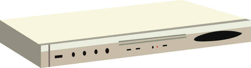 White vintage DVD player vector illustration for cartoon animation
