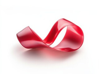 Red satin ribbon on white