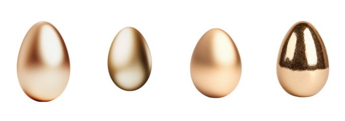 Elegant collection of minimalist golden egg mockups showcasing various finishes and shapes for creative displays