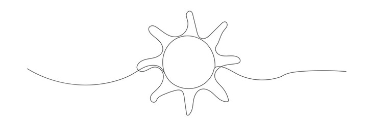 Sun continuous line art drawn. Summer sun contour line symbol. Vector illustration isolated on white. Vector Illustration .EPS 10 . 